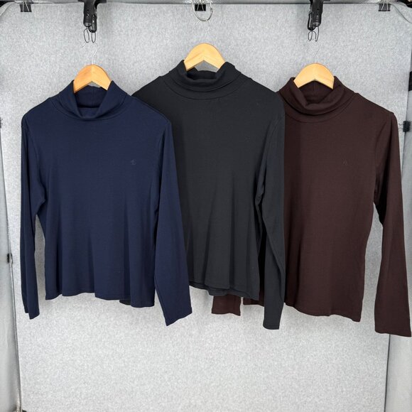 Lauren Ralph Lauren Womens Turtleneck Top Bundle Lot Size L Brown Blue Black - Picture 1 of 11